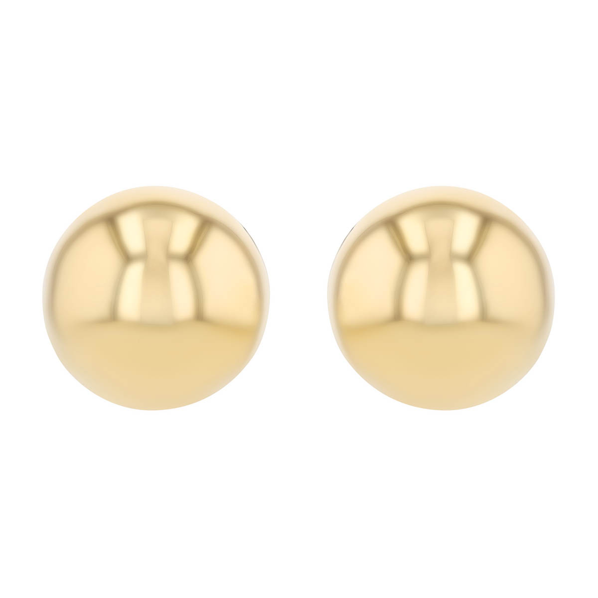 Yellow Gold Domed Button Stud Earrings, 10 mm
