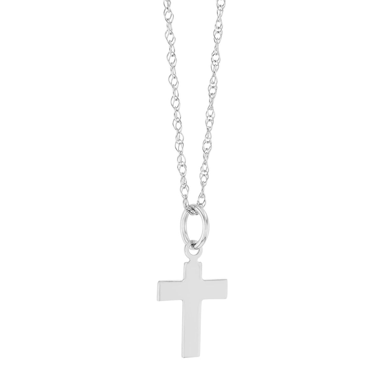 White Gold Dainty Flat Cross Pendant, 18