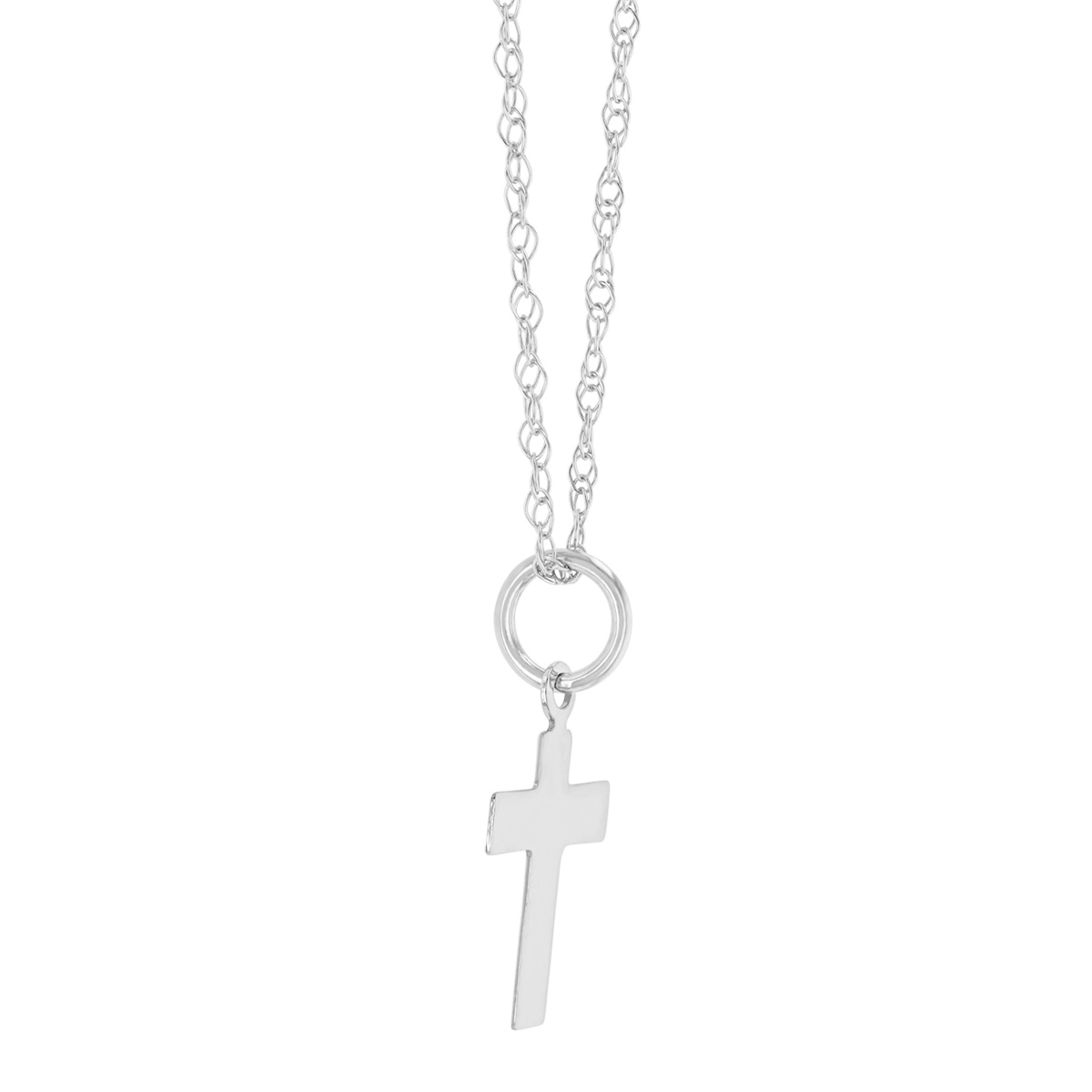 White Gold Dainty Flat Cross Pendant, 18