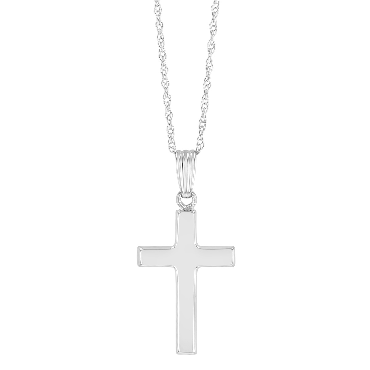 White Gold Simple Cross Pendant, 18