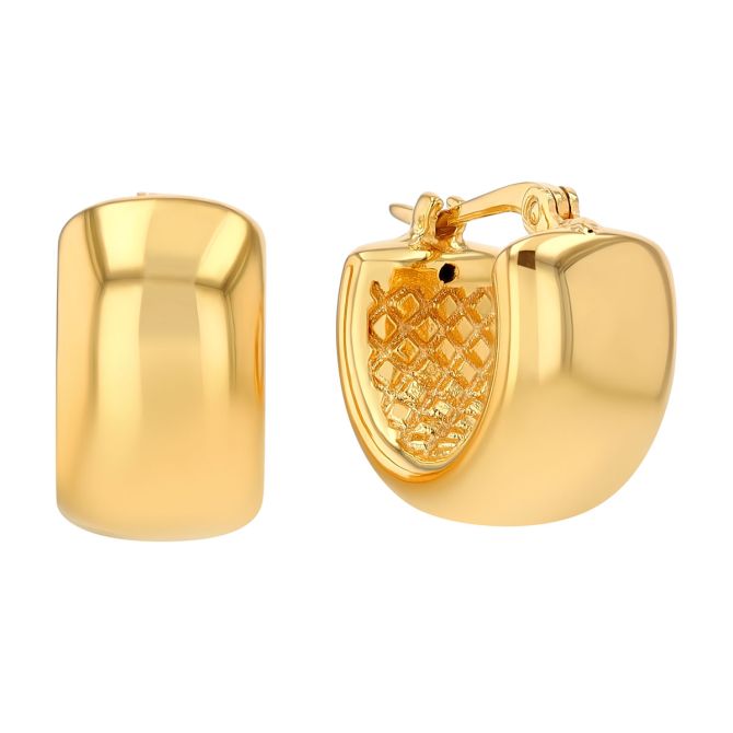 Yellow Gold Flat Chubby Huggie Hoop Earrings