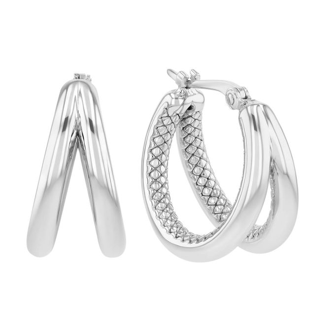 Sterling Silver Double Huggie Hoop Earrings