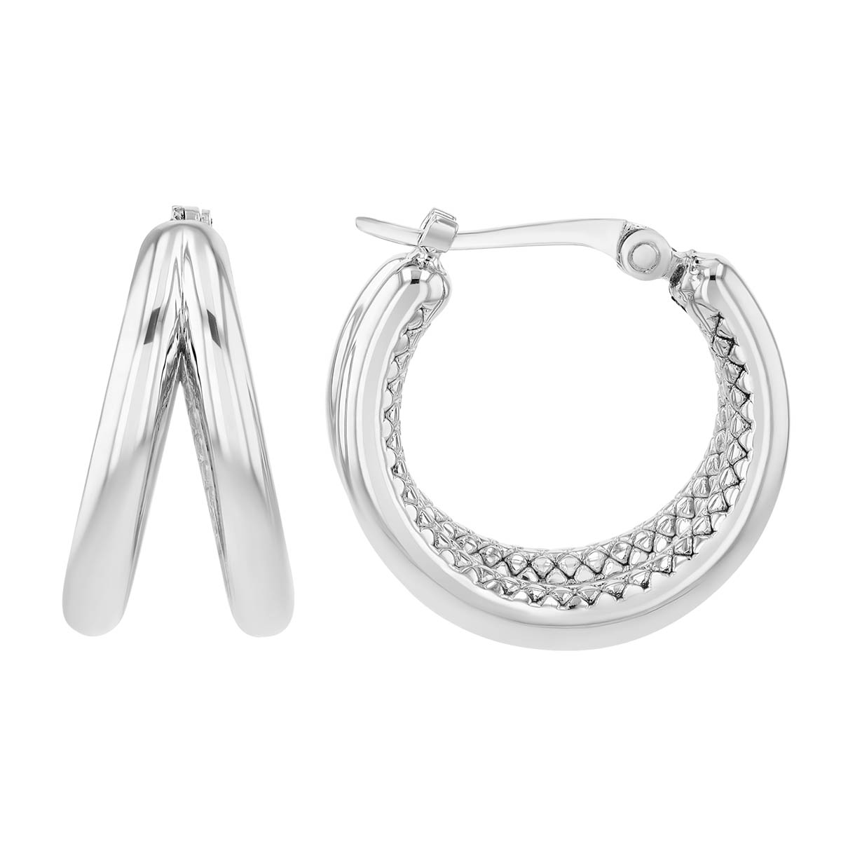 Sterling Silver Double Huggie Hoop Earrings