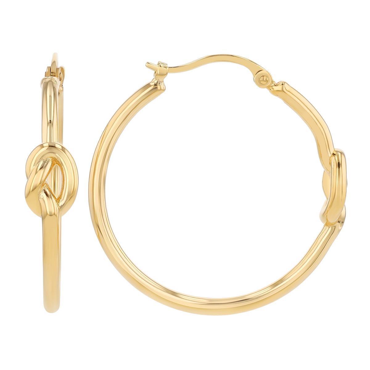 Yellow Gold Knot Hoop Earrings