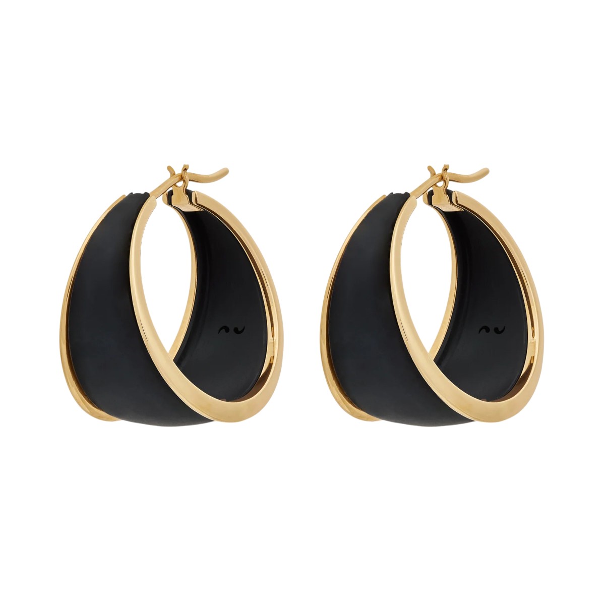 Marco Dal Maso Black Titanium & Yellow Gold Tapered Hoop Earrings