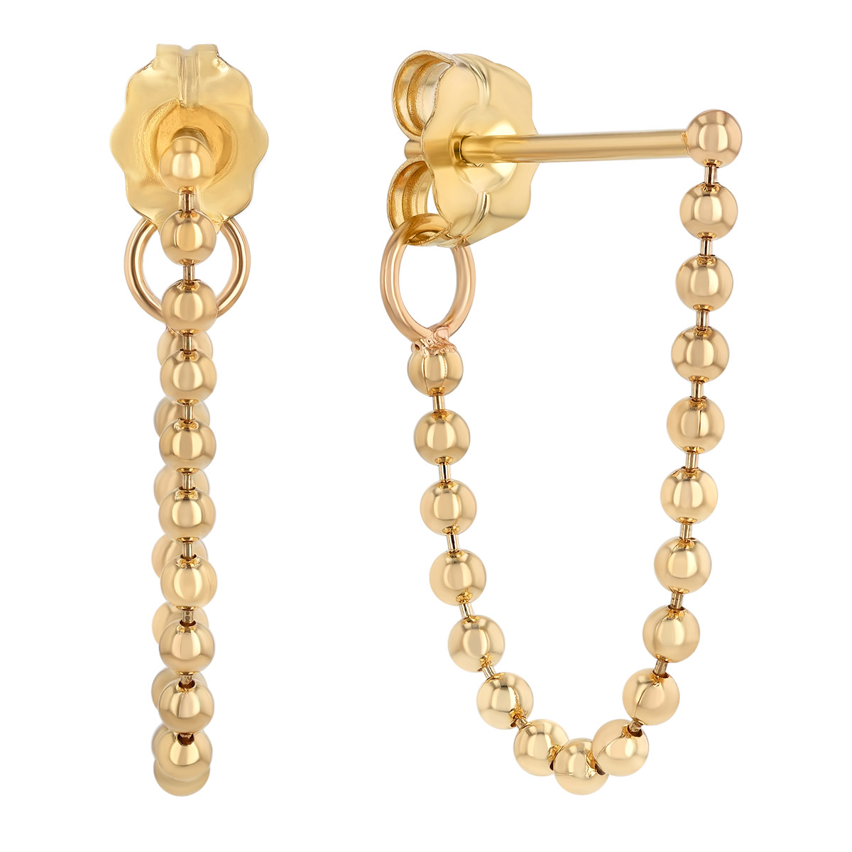 Zoe Chicco Yellow Gold Ball Chain Front-to-Back Earrings