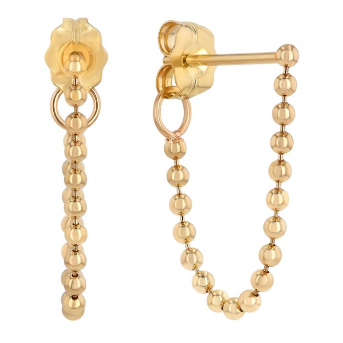 Zoe Chicco Yellow Gold Ball Chain Front-to-Back Earrings