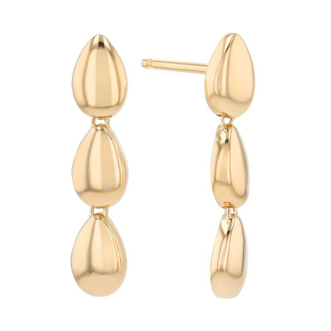 Zoe Chicco Yellow Gold Teardrop Shape Trio Dangle Earrings