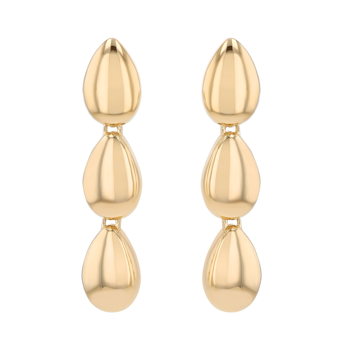 Zoe Chicco Yellow Gold Teardrop Shape Trio Dangle Earrings