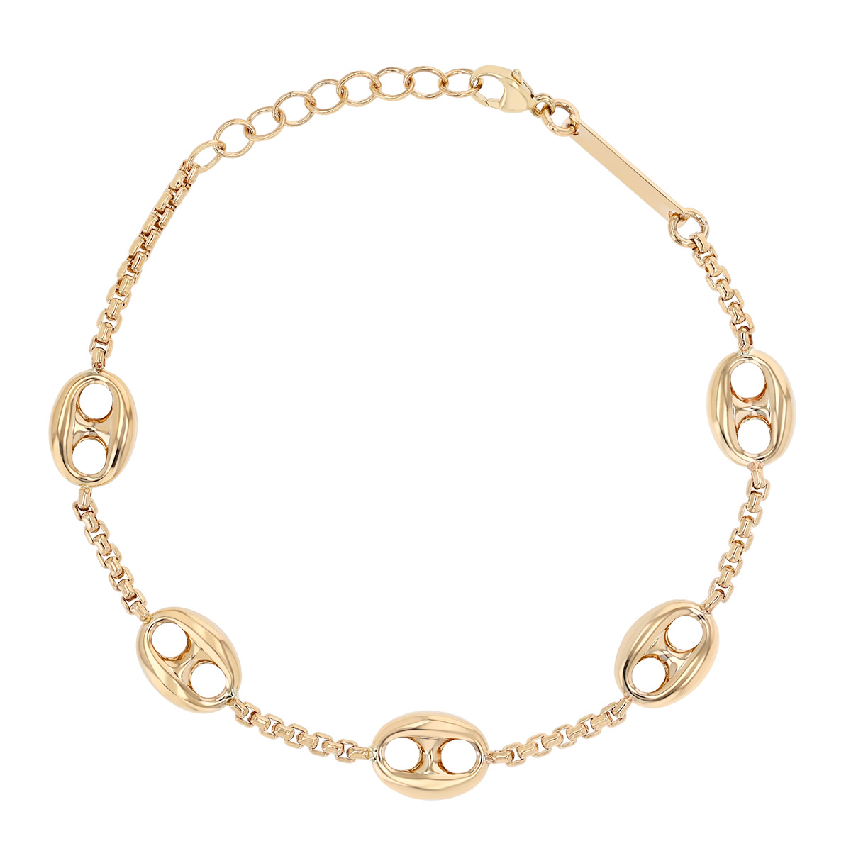 Zoe Chicco Yellow Gold Puff Mariner Link Station Bracelet