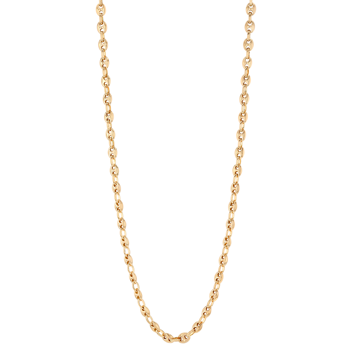 Zoe Chicco Yellow Gold Fish Hook & Puff Mariner Link Chain Necklace