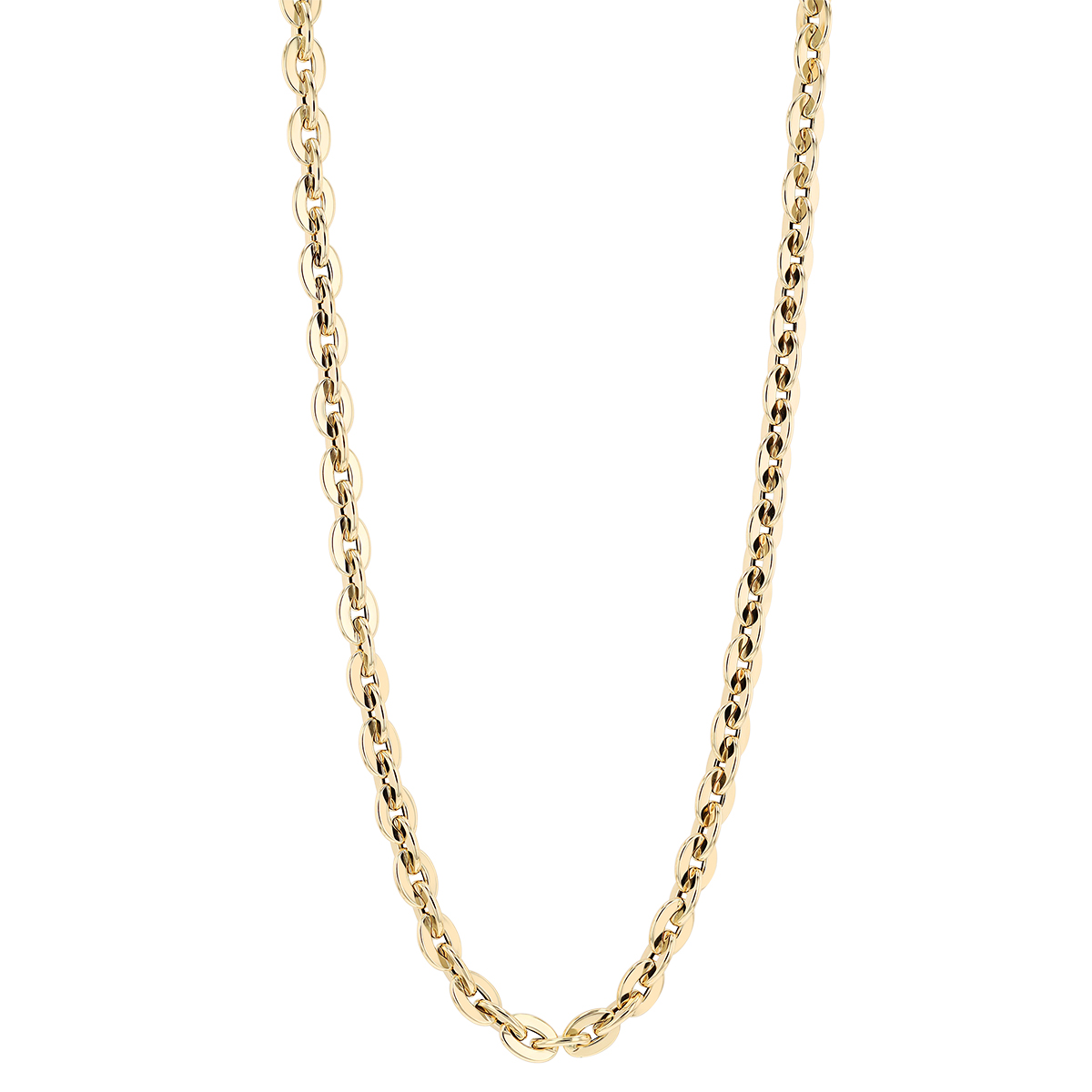 Yellow Gold Oval Link Chain Necklace, 18