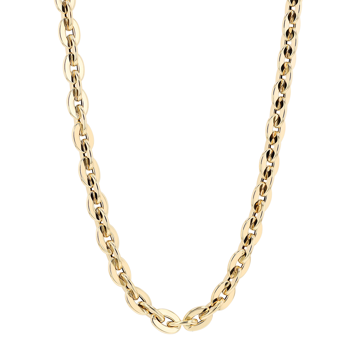 Yellow Gold Oval Link Chain Necklace, 18