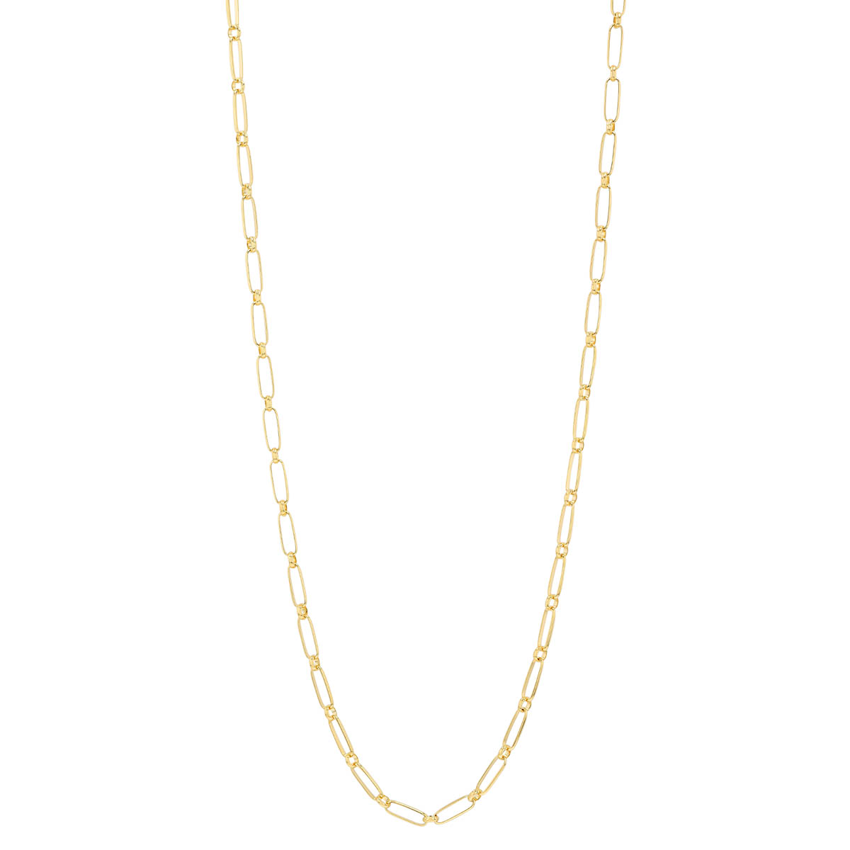 Yellow Gold Paperclip & Rounded Link Chain Necklace, 18