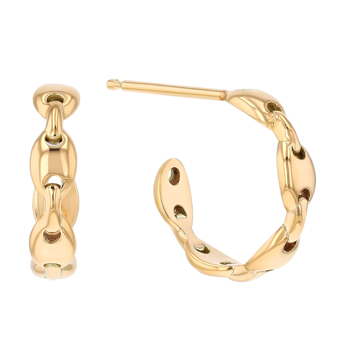 Zoe Chicco Yellow Gold Mariner Link Huggie Hoop Earrings