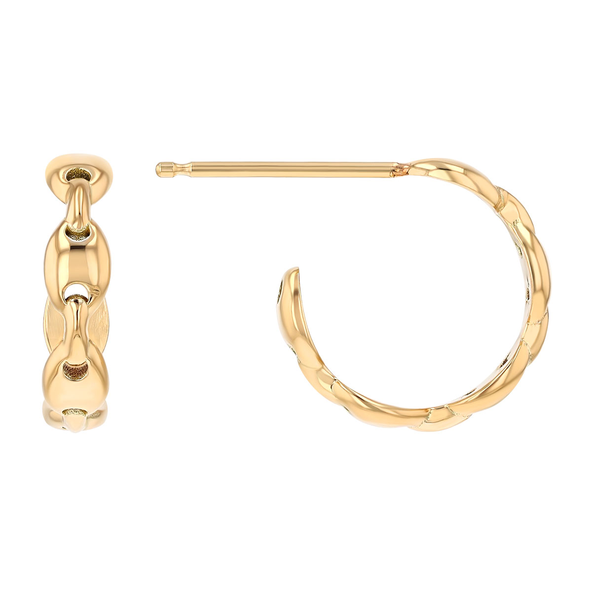 Zoe Chicco Yellow Gold Mariner Link Huggie Hoop Earrings