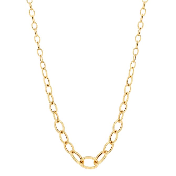 Yellow Gold Graduated Oval Link Chain Necklace, 18"