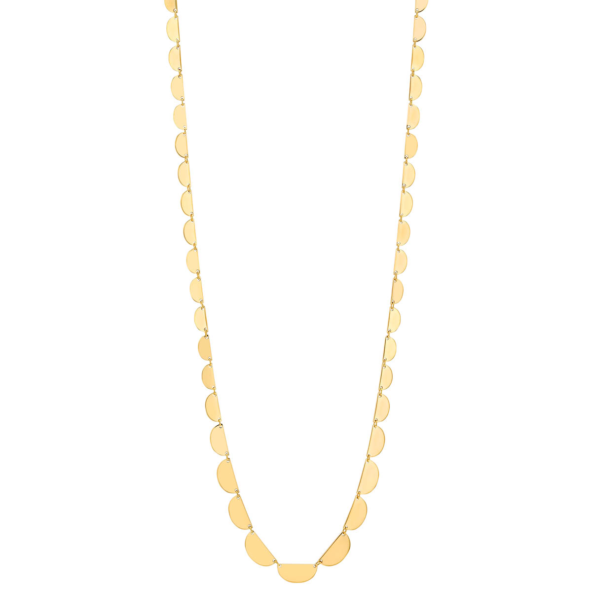 Yellow Gold Graduated Half Circle Link Necklace, 18