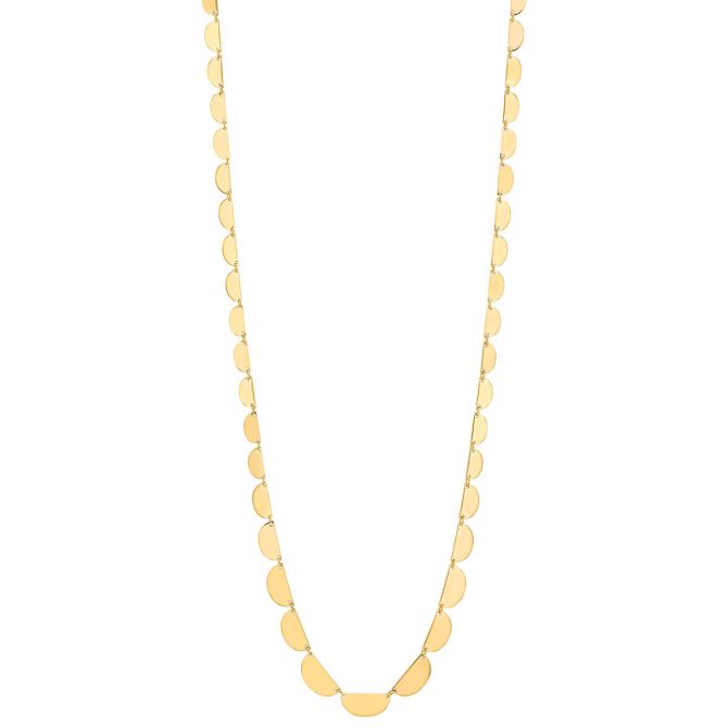 Yellow Gold Graduated Half Circle Link Necklace, 18"