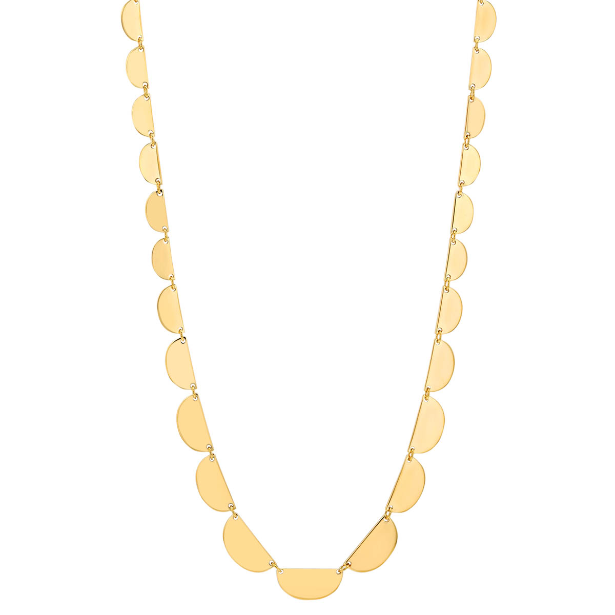Yellow Gold Graduated Half Circle Link Necklace, 18