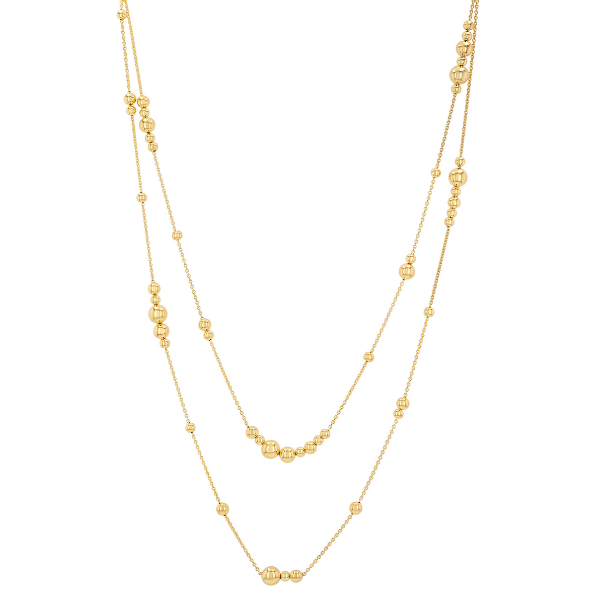 Yellow Gold Ball Cluster Station Necklace, 36