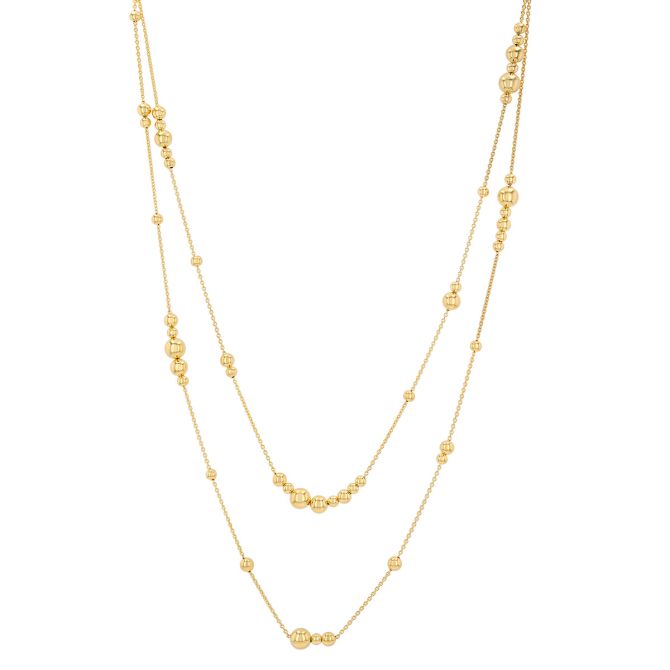 Yellow Gold Ball Cluster Station Necklace, 36"