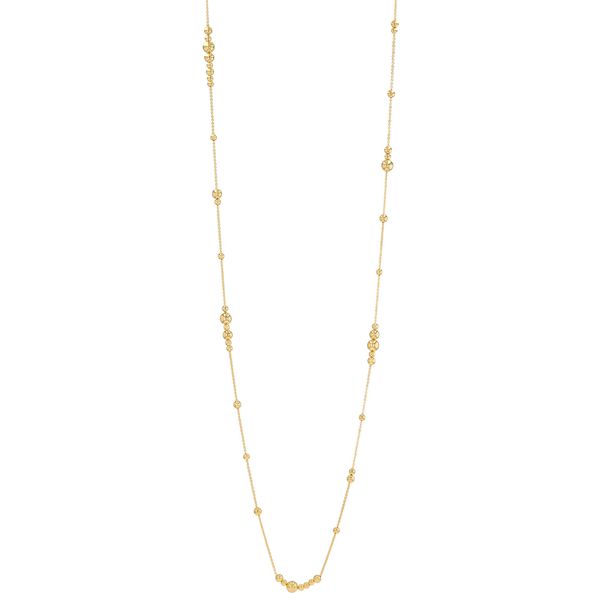 Yellow Gold Ball Cluster Station Necklace, 36