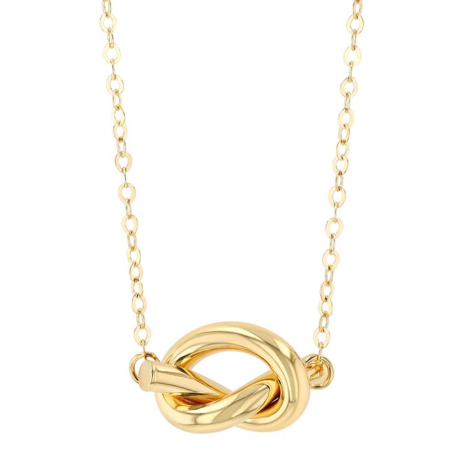 Yellow Gold Love Knot Pendant, 18"