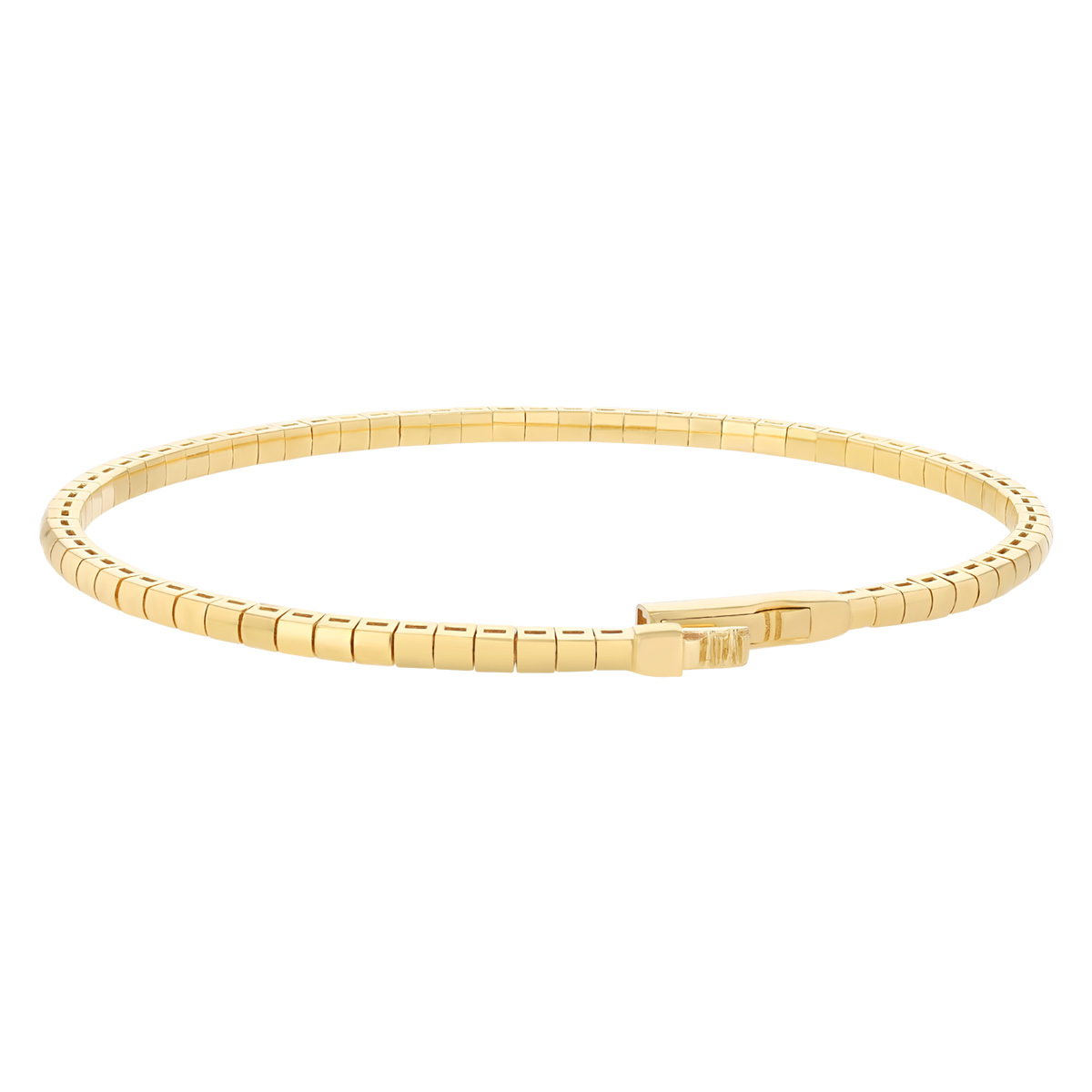 Yellow Gold Rounded Square Pattern Bangle Bracelet, 7