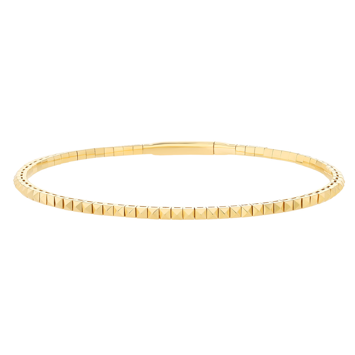 Yellow Gold Pyramid Pattern Bangle Bracelet, 7