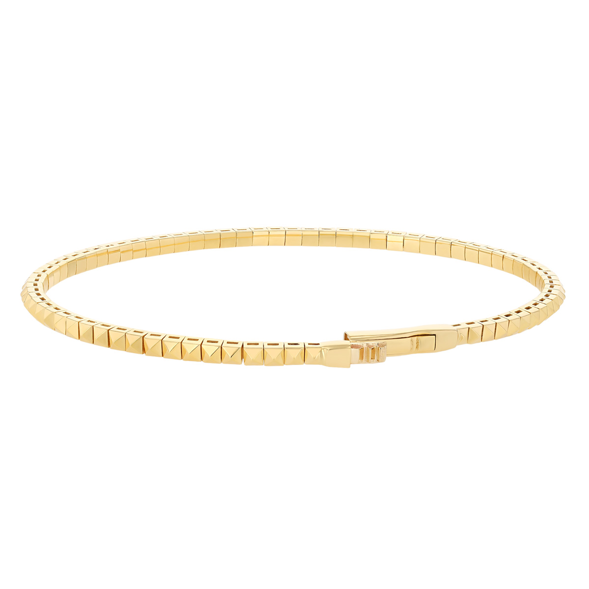 Yellow Gold Pyramid Pattern Bangle Bracelet, 7