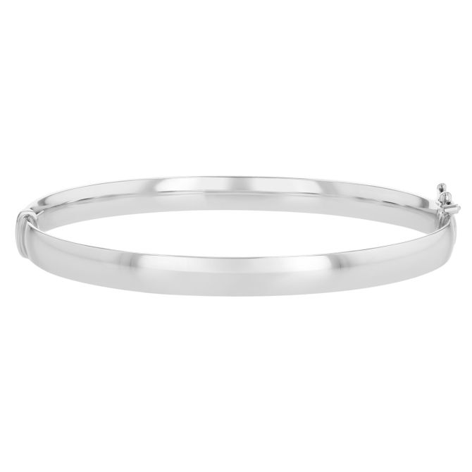 White Gold Rounded Bangle Bracelet