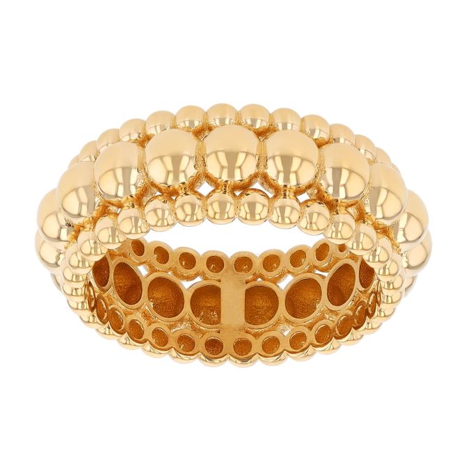 Yellow Gold 3 Row Beaded Ring