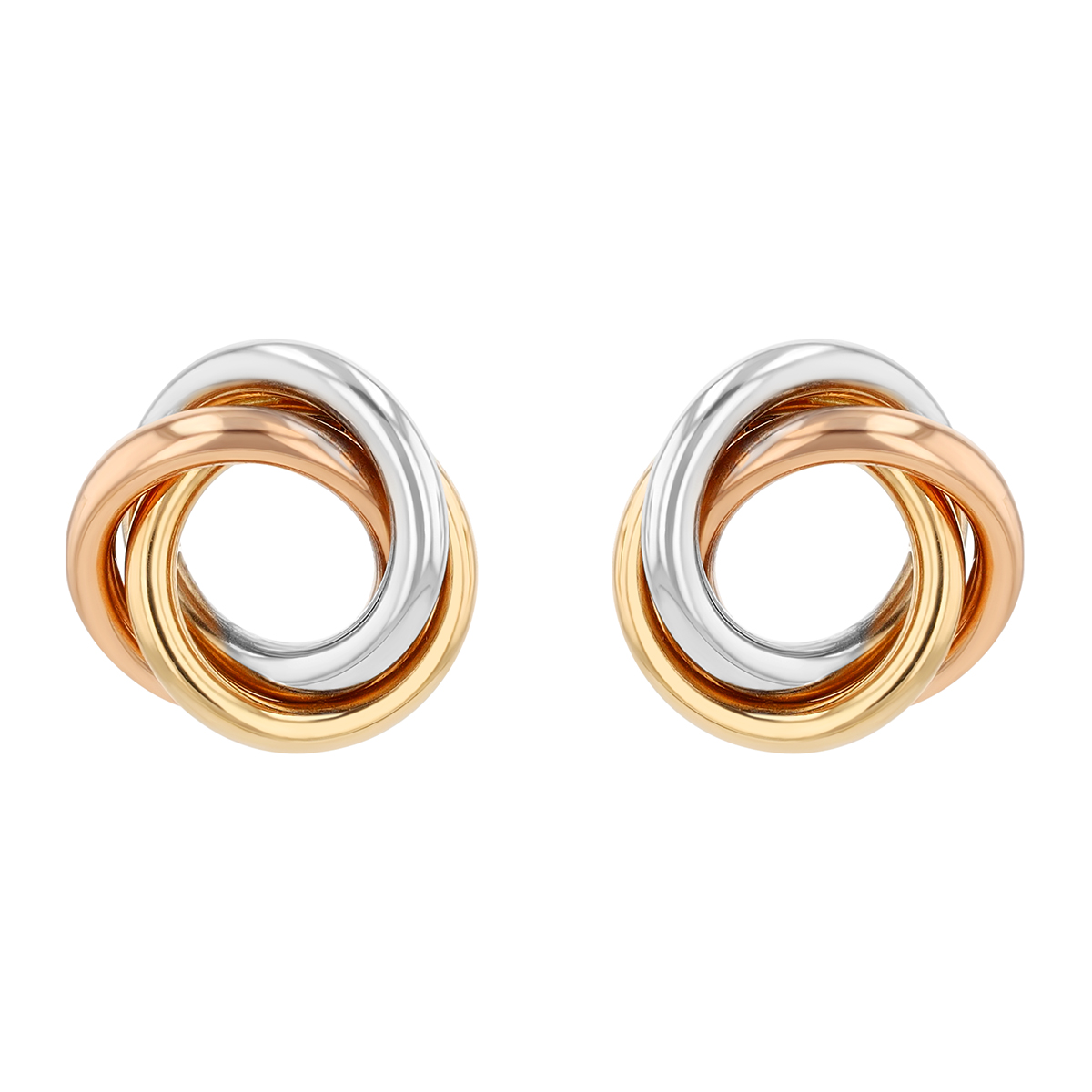 Tri Tone Love Knot Stud Earrings