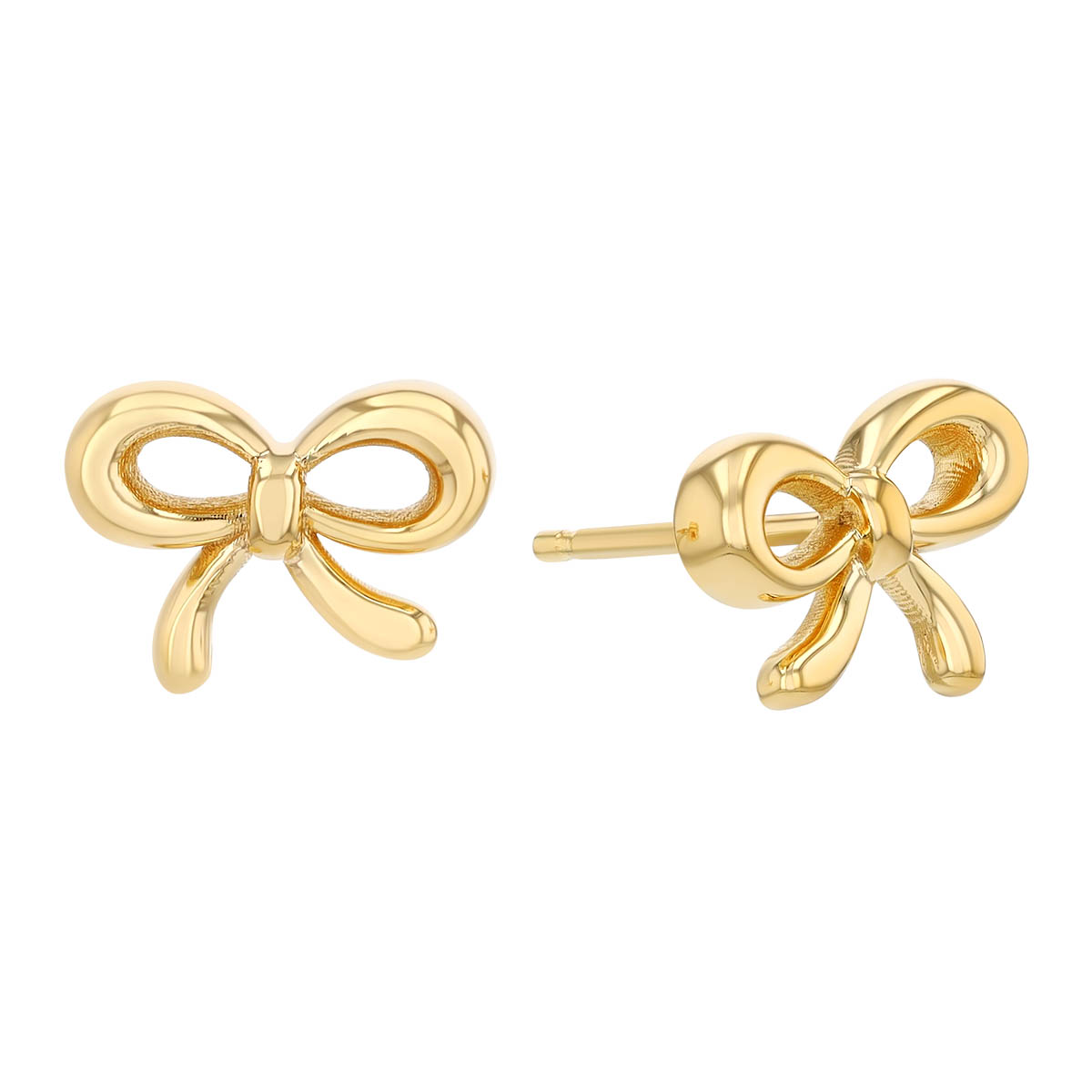 Dainty Yellow Gold Bow Stud Earrings