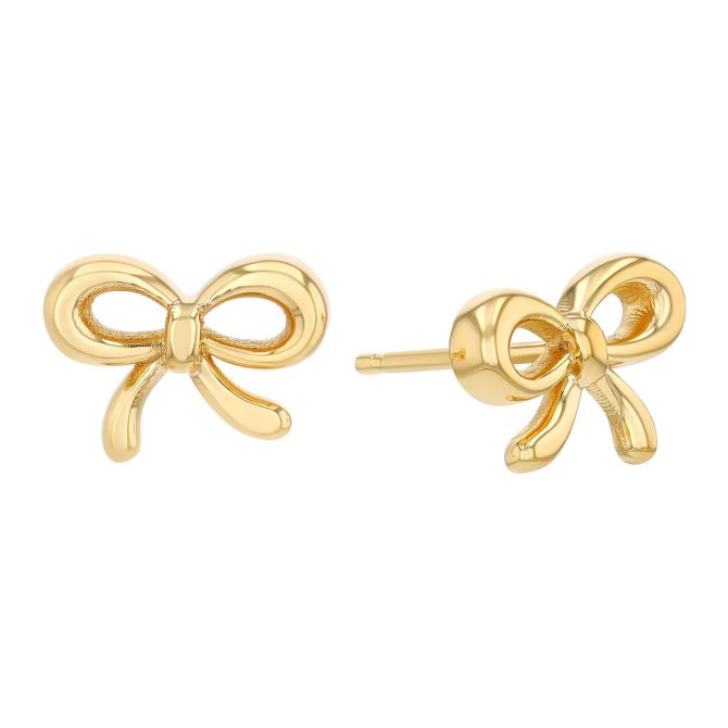 Dainty Yellow Gold Bow Stud Earrings