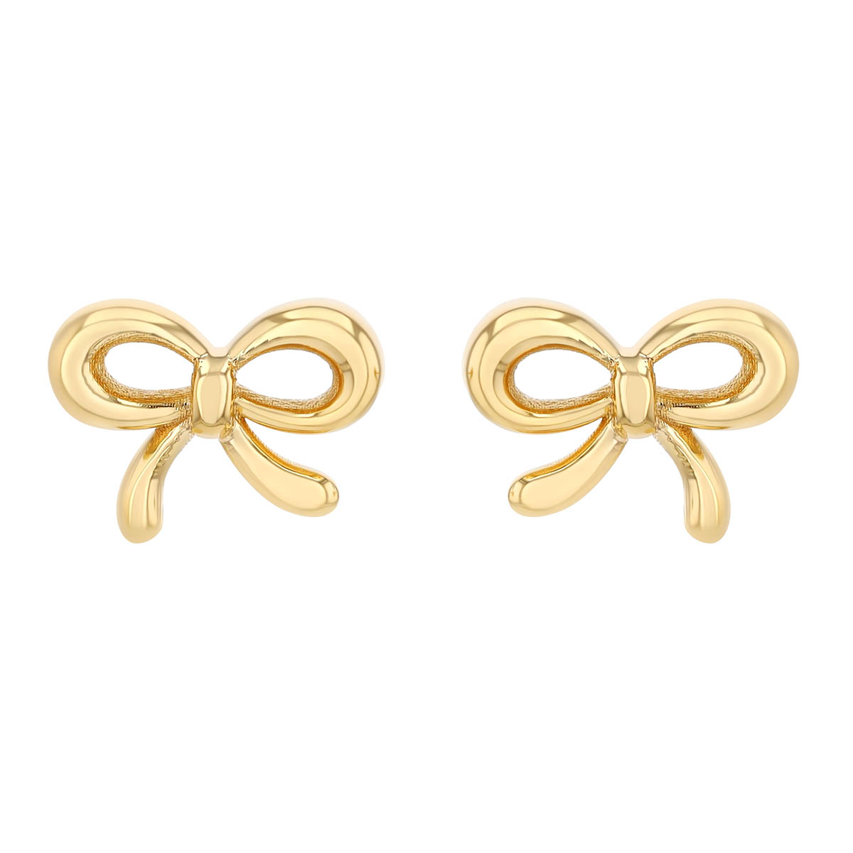 Dainty Yellow Gold Bow Stud Earrings