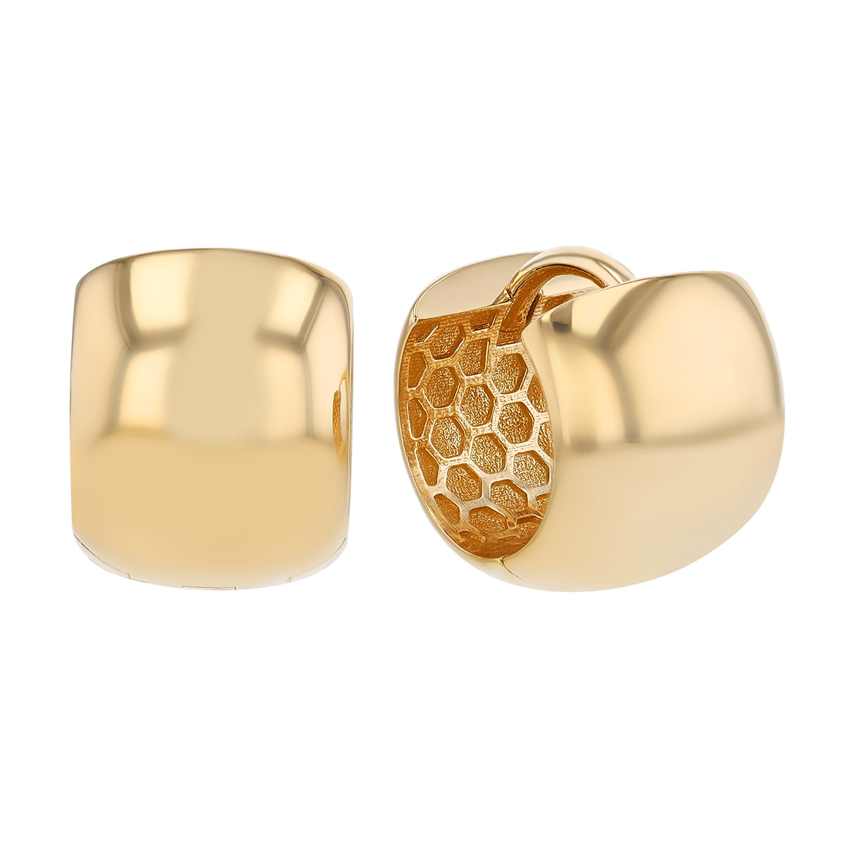 Yellow Gold Wide Huggie Hoop Earrings