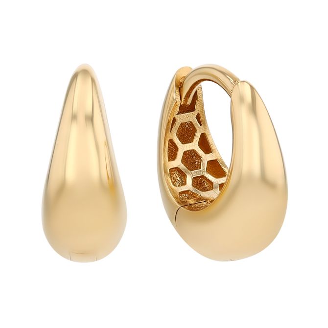 Yellow Gold Tapered Huggie Hoop Earrings
