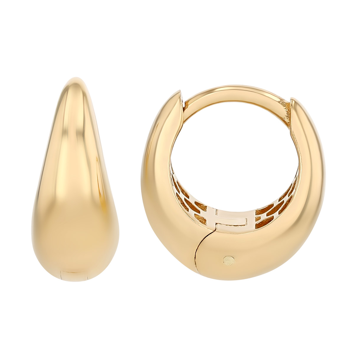Yellow Gold Tapered Huggie Hoop Earrings