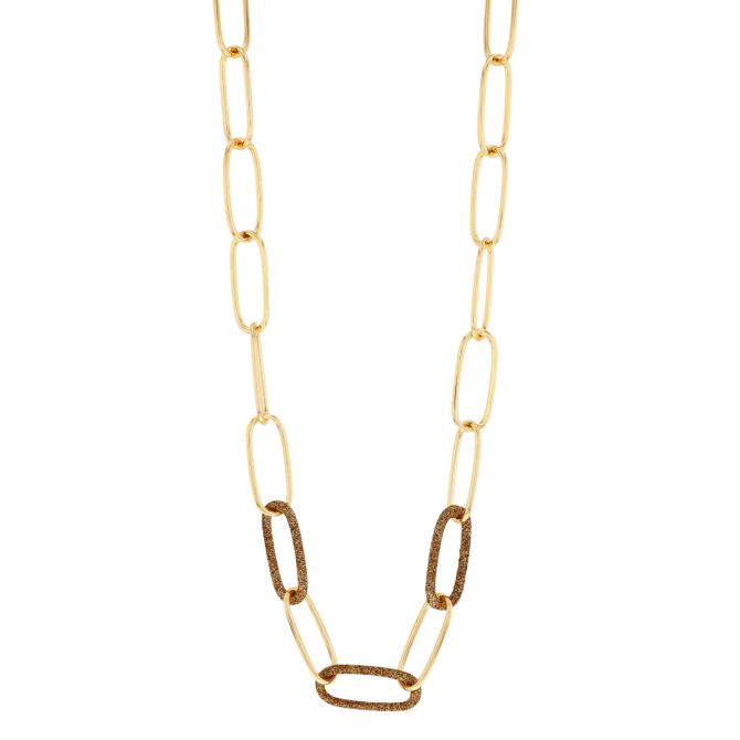 Pesavento Gold on Gold Yellow Gold Vermeil Dust Oval Link Necklace