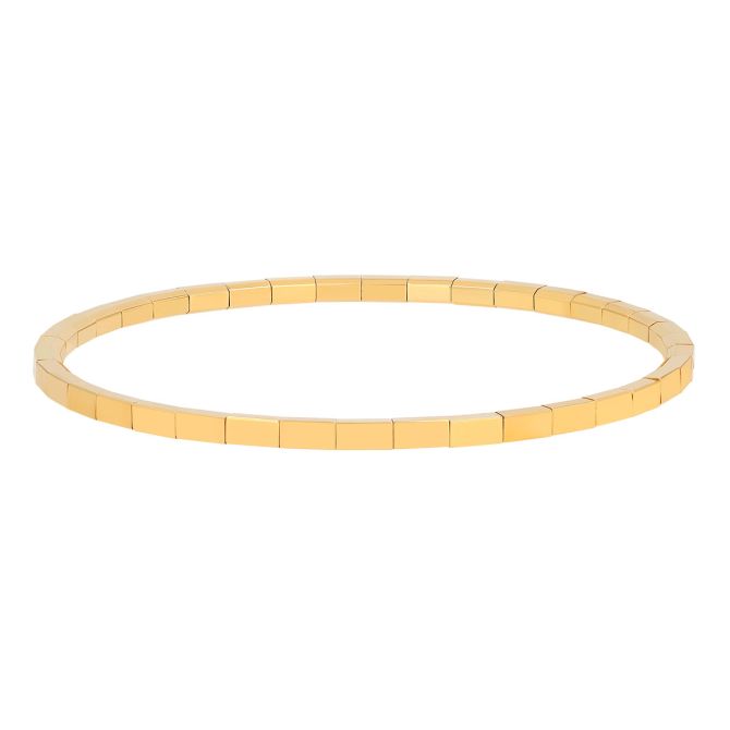 Demeglio Extensible Yellow Gold Squared Edge Bead Stretch Bracelet