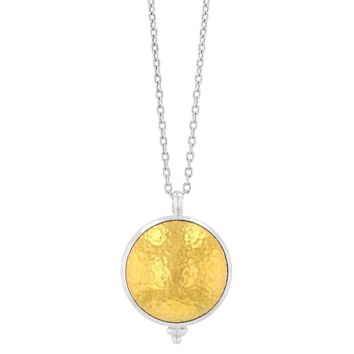 Gurhan Hammered Yellow Tone & Sterling Silver Dome Pendant