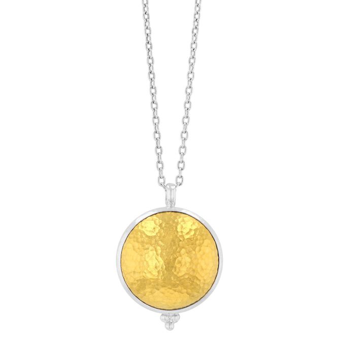 Gurhan Hammered Yellow Tone & Sterling Silver Dome Pendant