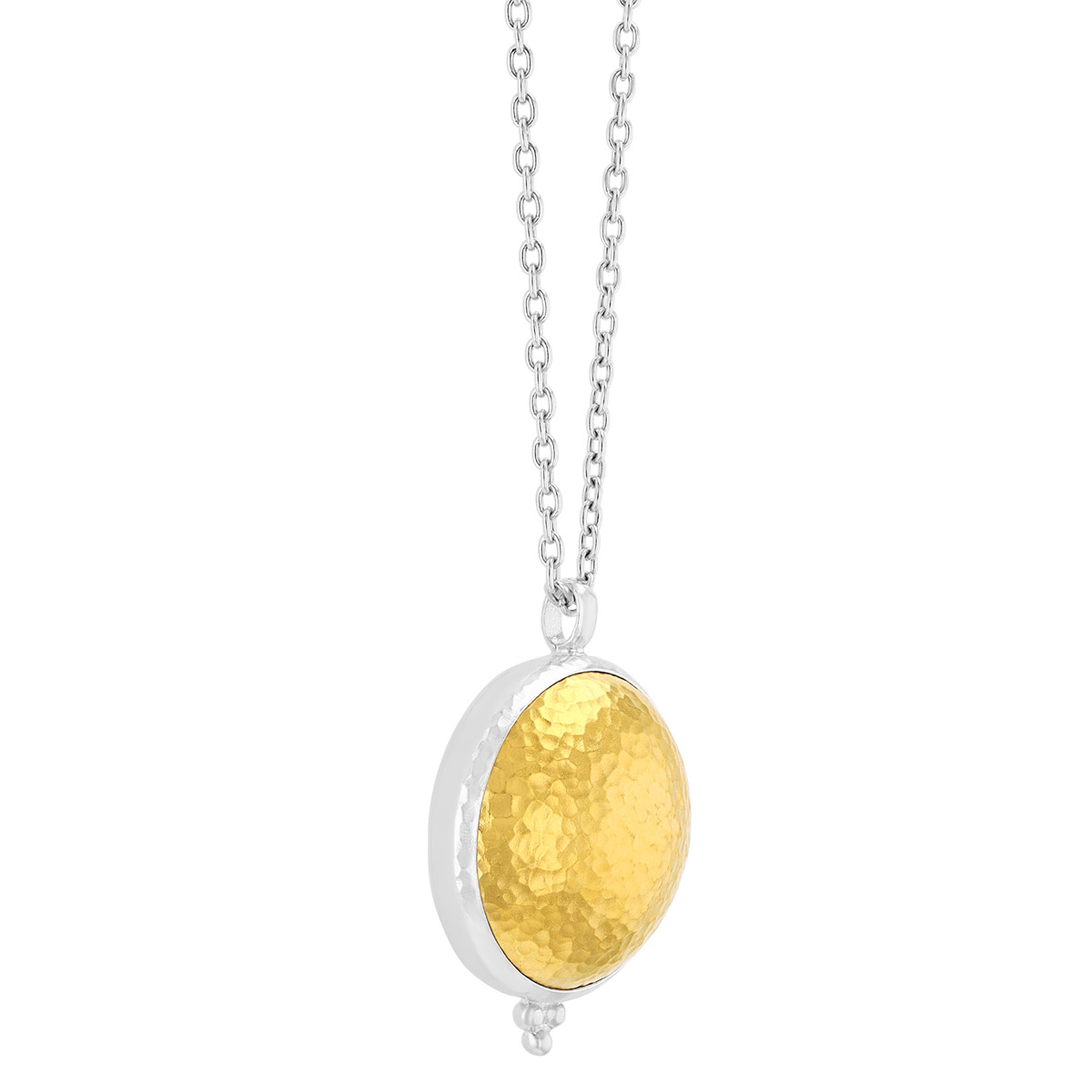 Gurhan Hammered Yellow Tone & Sterling Silver Dome Pendant