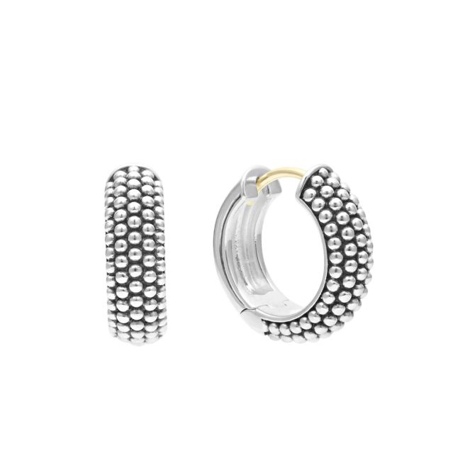 LAGOS Signature Caviar Sterling Silver Beaded Huggie Hoop Earrings