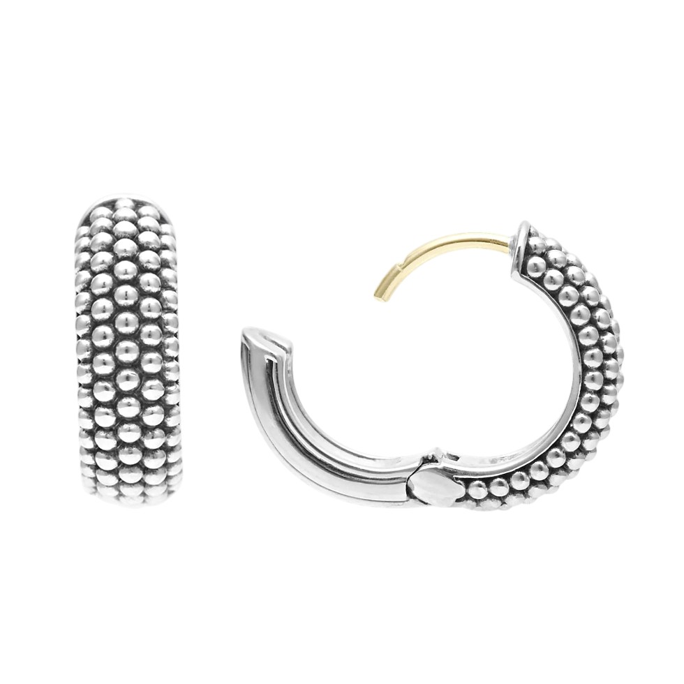 LAGOS Signature Caviar Sterling Silver Beaded Huggie Hoop Earrings
