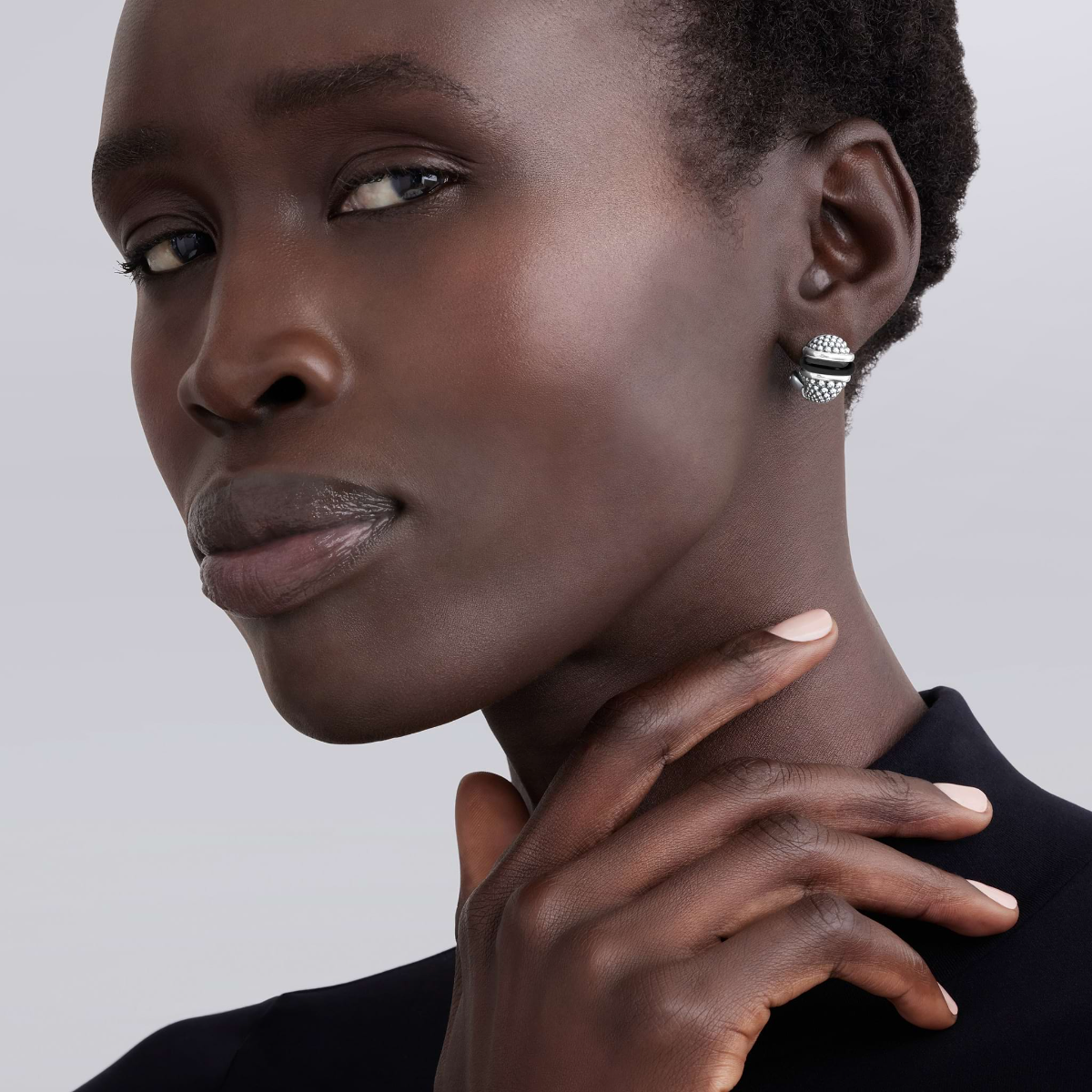 LAGOS Black Caviar Sterling Silver & Black Ceramic Stud Earrings