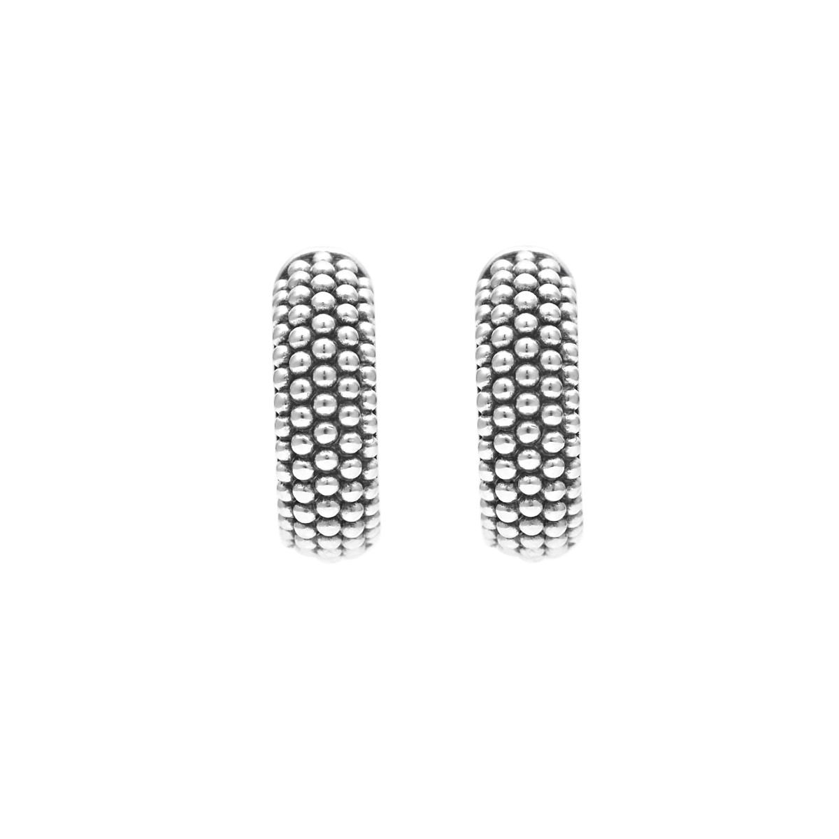 LAGOS Signature Caviar Sterling Silver Beaded Huggie Hoop Earrings, 15 mm