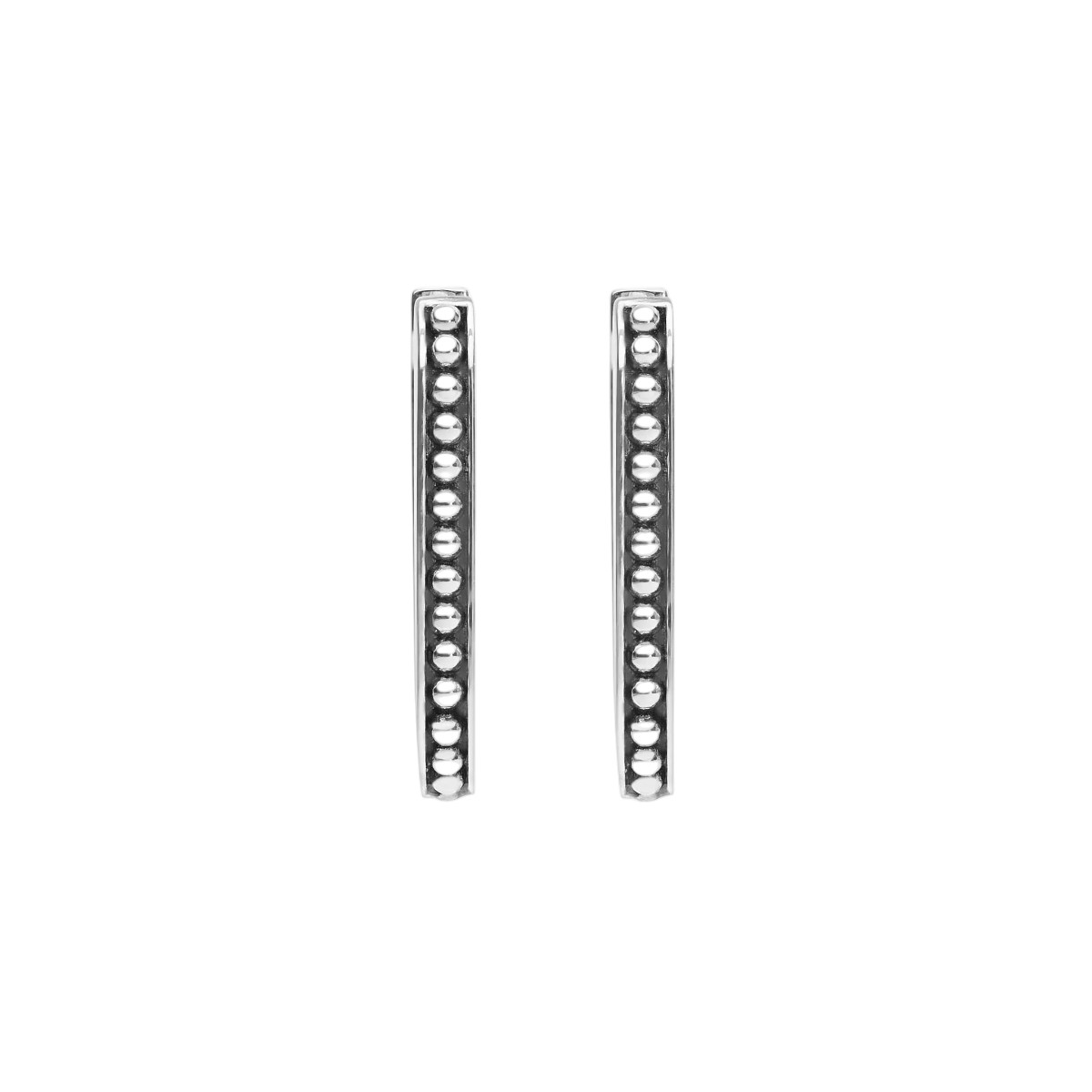 LAGOS Signature Caviar Sterling Silver Beaded Linear Hoop Earrings